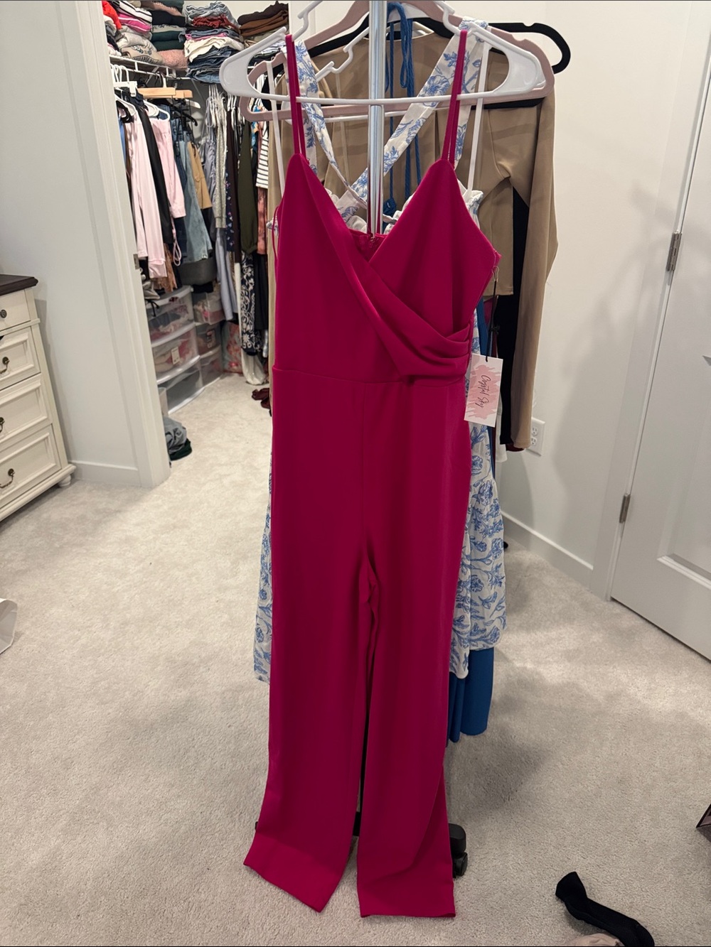 Women's Fuchsia Wide-Leg Jumpsuit